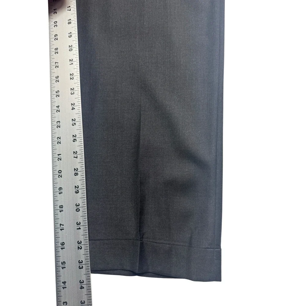 Zanella Italy 38x34 Charcoal Bennett Pants Trousers Pleated Cuffed Quattro Lame